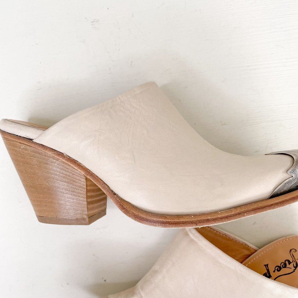 Free People Cream Leather Brayden Western Mule in Bone Cowboy Size 37.5 US 7.5 - Picture 8 of 10